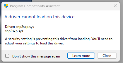 Driver load error
