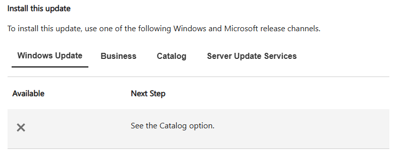 Microsoft Update Catalog Only WindowsCatalog