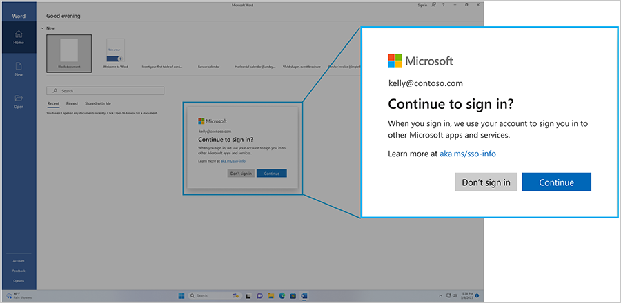The original SSO prompt Screenshot of original SSO prompt